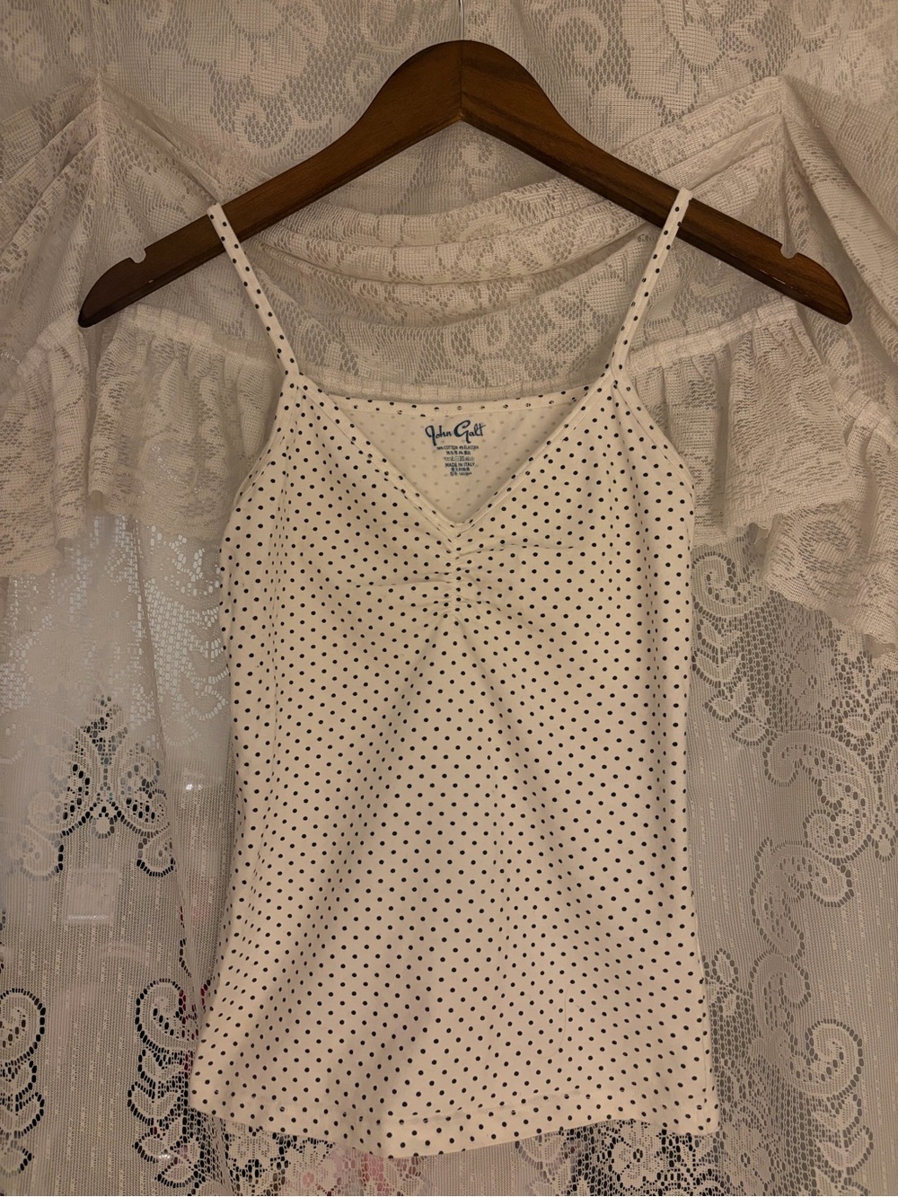 Brandy Melville white polka-dot tank top